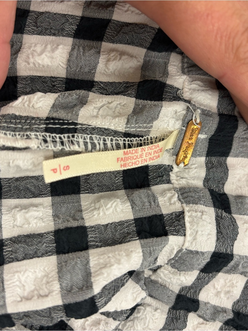 Free People Black and White Gingham Ruffle Pants - Picture 4 of 5